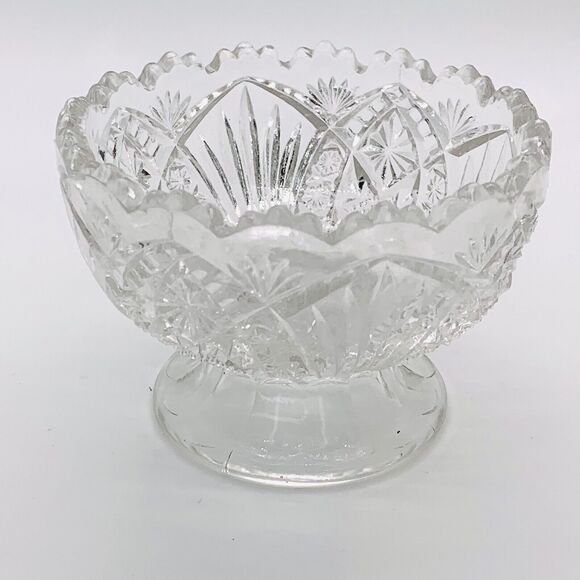 Bryce Higbee 2.25" Footed Bowl Dish Madora Arrowhead Oval Clear EAPG - Picture 6 of 11